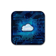 Circuit Computer Chip Cloud Security Rubber Coaster (square)  by Amaryn4rt