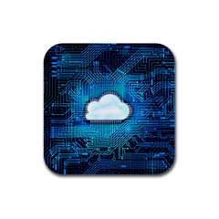 Circuit Computer Chip Cloud Security Rubber Square Coaster (4 Pack)  by Amaryn4rt