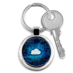 Circuit Computer Chip Cloud Security Key Chains (round) 