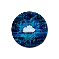 Circuit Computer Chip Cloud Security Rubber Coaster (round)  by Amaryn4rt