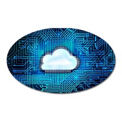 Circuit Computer Chip Cloud Security Oval Magnet by Amaryn4rt