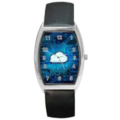 Circuit Computer Chip Cloud Security Barrel Style Metal Watch by Amaryn4rt