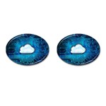 Circuit Computer Chip Cloud Security Cufflinks (Oval) Front(Pair)