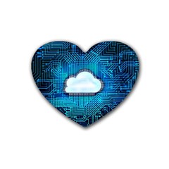 Circuit Computer Chip Cloud Security Heart Coaster (4 Pack)  by Amaryn4rt