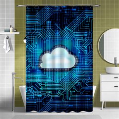 Circuit Computer Chip Cloud Security Shower Curtain 48  X 72  (small) 