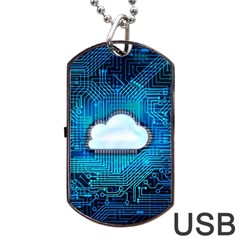 Circuit Computer Chip Cloud Security Dog Tag Usb Flash (one Side) by Amaryn4rt