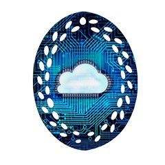 Circuit Computer Chip Cloud Security Oval Filigree Ornament (two Sides) by Amaryn4rt