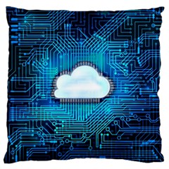 Circuit Computer Chip Cloud Security Large Cushion Case (one Side) by Amaryn4rt