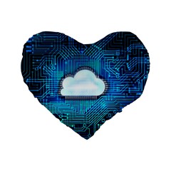 Circuit Computer Chip Cloud Security Standard 16  Premium Heart Shape Cushions by Amaryn4rt