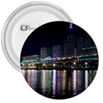 Cleveland Building City By Night 3  Buttons Front