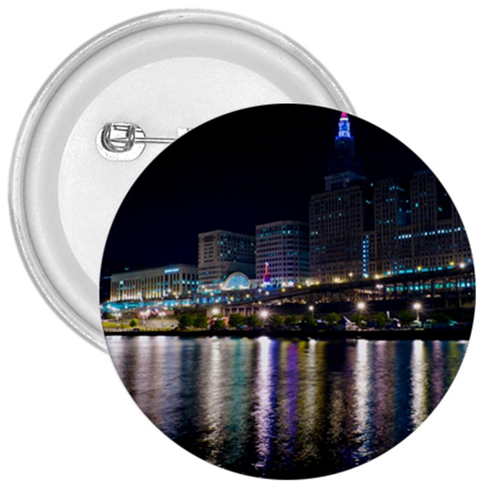 Cleveland Building City By Night 3  Buttons