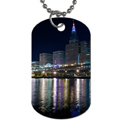 Cleveland Building City By Night Dog Tag (one Side)