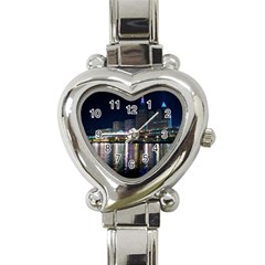 Cleveland Building City By Night Heart Italian Charm Watch by Amaryn4rt