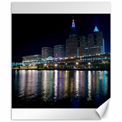 Cleveland Building City By Night Canvas 8  X 10 