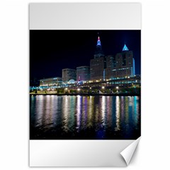 Cleveland Building City By Night Canvas 12  X 18  