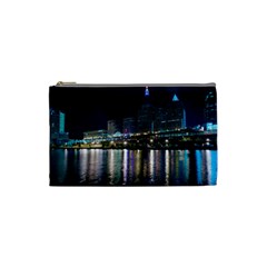 Cleveland Building City By Night Cosmetic Bag (small)  by Amaryn4rt