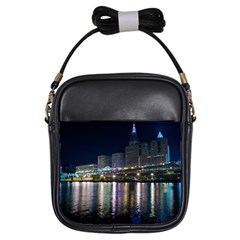 Cleveland Building City By Night Girls Sling Bags by Amaryn4rt