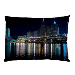 Cleveland Building City By Night Pillow Case (two Sides) by Amaryn4rt