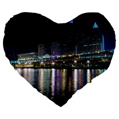 Cleveland Building City By Night Large 19  Premium Heart Shape Cushions