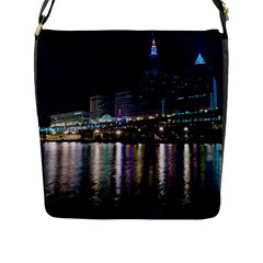 Cleveland Building City By Night Flap Messenger Bag (l)  by Amaryn4rt