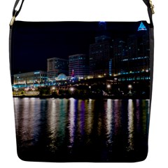 Cleveland Building City By Night Flap Messenger Bag (s) by Amaryn4rt