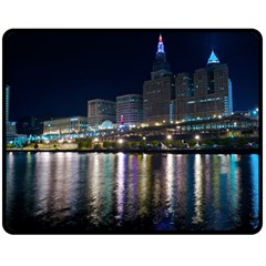 Cleveland Building City By Night Double Sided Fleece Blanket (medium) 