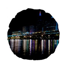 Cleveland Building City By Night Standard 15  Premium Flano Round Cushions by Amaryn4rt