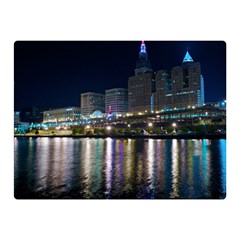 Cleveland Building City By Night Double Sided Flano Blanket (mini)  by Amaryn4rt