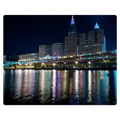 Cleveland Building City By Night Double Sided Flano Blanket (medium)  by Amaryn4rt