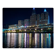 Cleveland Building City By Night Double Sided Flano Blanket (large) 