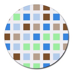 Colorful Green Background Tile Pattern Round Mousepads