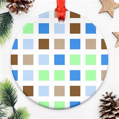 Colorful Green Background Tile Pattern Ornament (round) by Amaryn4rt