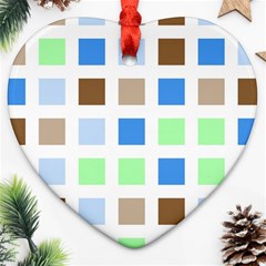 Colorful Green Background Tile Pattern Ornament (heart)