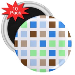 Colorful Green Background Tile Pattern 3  Magnets (10 Pack) 