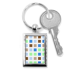 Colorful Green Background Tile Pattern Key Chains (rectangle) 