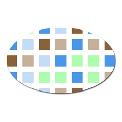 Colorful Green Background Tile Pattern Oval Magnet