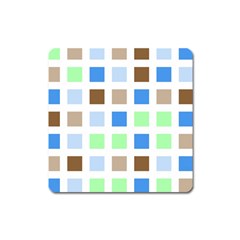 Colorful Green Background Tile Pattern Square Magnet