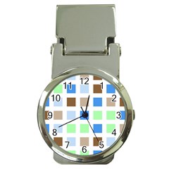 Colorful Green Background Tile Pattern Money Clip Watches