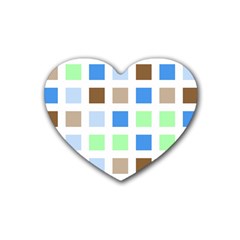 Colorful Green Background Tile Pattern Rubber Coaster (heart) 