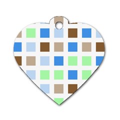 Colorful Green Background Tile Pattern Dog Tag Heart (one Side)