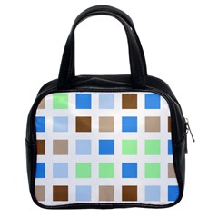 Colorful Green Background Tile Pattern Classic Handbags (2 Sides)