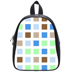 Colorful Green Background Tile Pattern School Bags (small) 