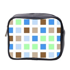 Colorful Green Background Tile Pattern Mini Toiletries Bag 2-side