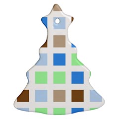 Colorful Green Background Tile Pattern Christmas Tree Ornament (two Sides)