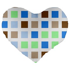 Colorful Green Background Tile Pattern Large 19  Premium Heart Shape Cushions