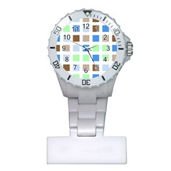 Colorful Green Background Tile Pattern Plastic Nurses Watch