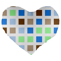 Colorful Green Background Tile Pattern Large 19  Premium Flano Heart Shape Cushions by Amaryn4rt