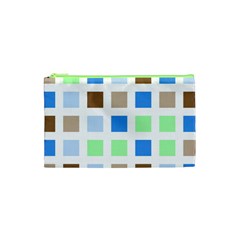 Colorful Green Background Tile Pattern Cosmetic Bag (xs)