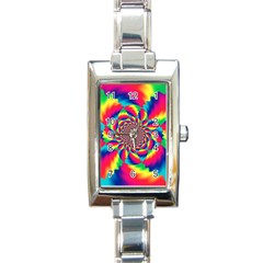 Colorful Psychedelic Art Background Rectangle Italian Charm Watch