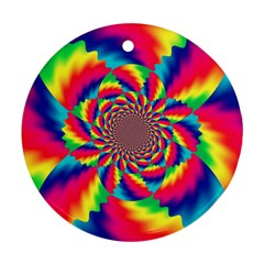 Colorful Psychedelic Art Background Ornament (Round)